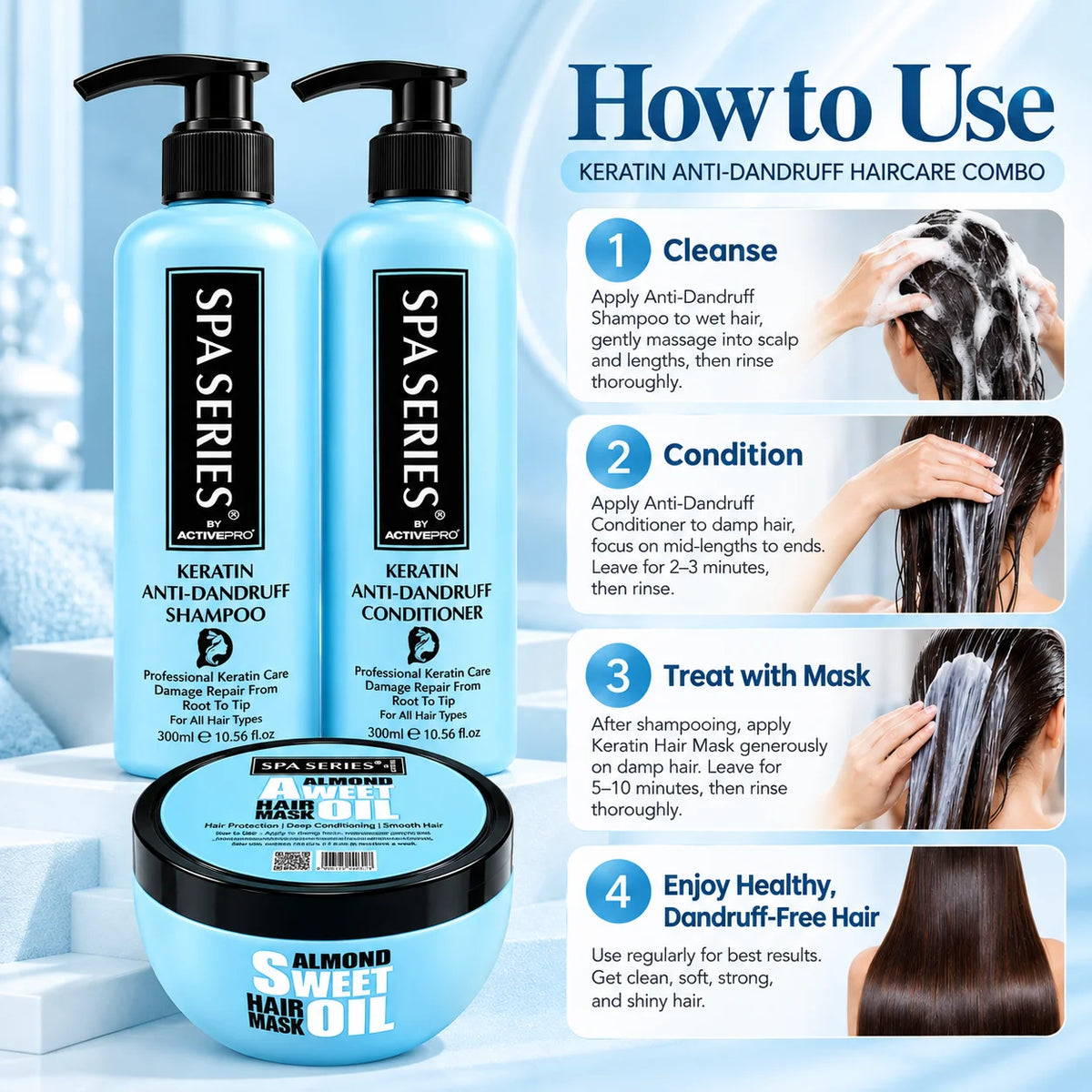 Keratin Anti-Dandruff Hair Care Trio | Spa Series by Active Pro