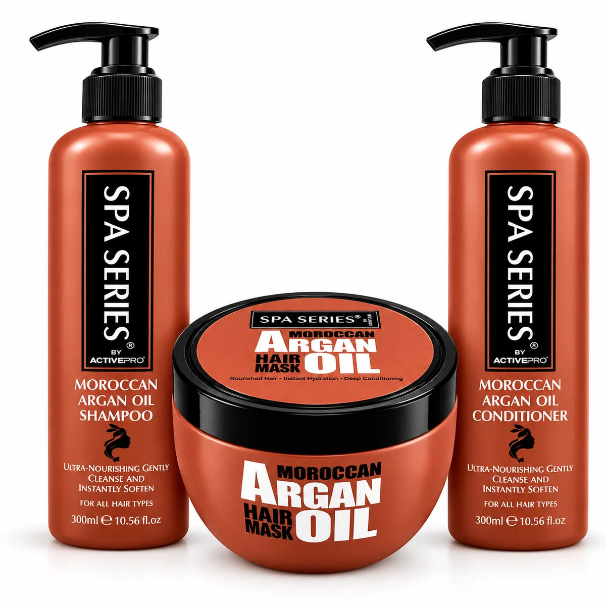 Moroccan Argan Oil Hair Care Trio  Spa Series by Active Pro